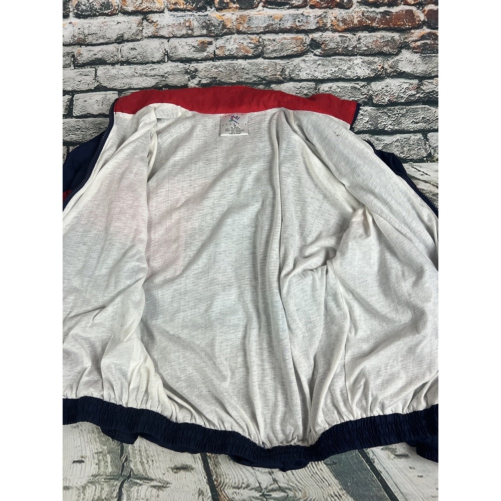 Vtg AVIAT SPORTIF Red Purple Blue TRACK JACKET Windbreaker COLORBLOCK Nylon Sz M - Picture 5 of 6